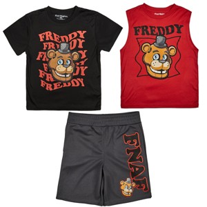 Bioworld 3-Pack Boy's Short Sleeve Tee, Muscle Tank, Athletic Shorts Set - 1 of 4