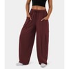 Women Comfy Baggy Pants Drawstring Waist Wide Leg Sweatpants with Pockets - 2 of 4