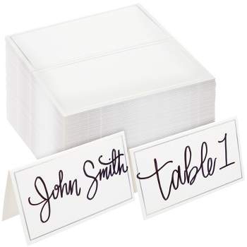 Best Paper Greetings 100 Pack Place Cards for Table Setting - Name Cards with Silver Foil Border for Wedding, Banquets, 3.5 x 2 In