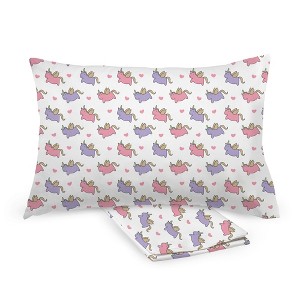 BreathableBaby Cotton Percale Pillowcase, For 13" x 18"/33 x 46 cm Toddler Pillow, Unicorns (2-Pack) - 1 of 4