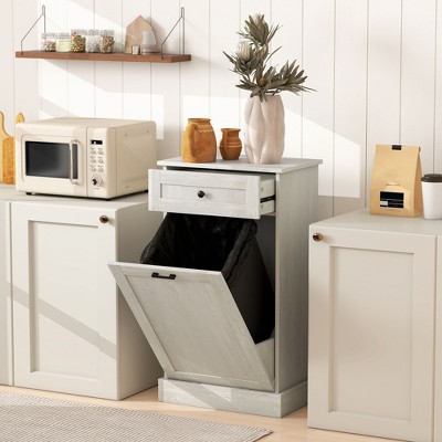 HBEZON Kitchen Tilt Out Trash Bin Cabinet Free Standing Storage Cabinet with Drawer — фото 2