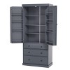 77" Farmhouse Kitchen Pantry Cabinet with 3 Drawers and 3 Adjustable Shelves, Storage Cabinet for Dining room or living room-Maison Boucle - 3 of 4