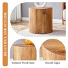 PAGED Cylinder Wooden End Table, Modern Side Table with Texture Pattern, 12" Bedside Table for Living Room, Bedroom - 3 of 4