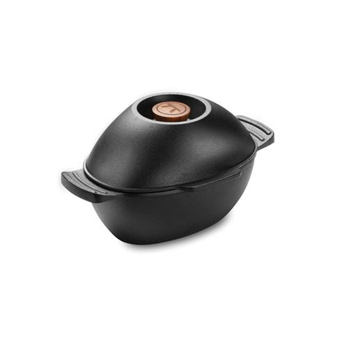 Outset Cast Iron Seafood and Mussel Pot with Lid for Empty Shells, 2.5 Quart