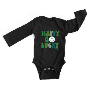 The Juniper Shop Happy Go Lucky Smiley Face Baby Long Sleeve Bodysuit - 1 of 3