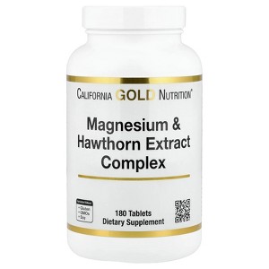 California Gold Nutrition Magnesium & Hawthorn Extract Complex with Taurine, Coleus forskohlii Extract, and Hops, 180 Tablets - 1 of 4