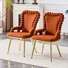 Velvet Dining Chair Set of 2, Upholstered Armrests Chair with Metal Legs, High Back Accent Chairs for Kitchen or Dining Room-Koiai - 2 of 4