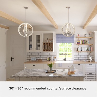 Hunter 19" Gablecrest Pendant Light Painted Concrete Finish - 4 Bulb Incandescent Ceiling Fixture for Farmhouse Style