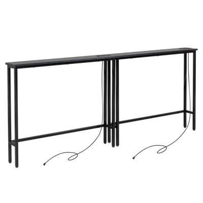 Syemin Console Tables 2 Pack Narrow Console Sofa Table Long Couch Table Narrow Entryway Table Narrow Sofa Table, Black, 78.74"*5.91"*31.1"
