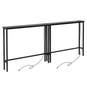 Syemin Console Tables 2 Pack Narrow Console Sofa Table Long Couch Table Narrow Entryway Table Narrow Sofa Table, Black, 78.74"*5.91"*31.1" - 1 of 4