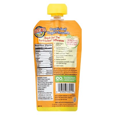 Earth&#39;s Best Organic Fruit Yogurt Smoothie Peach Banana - 4.2oz