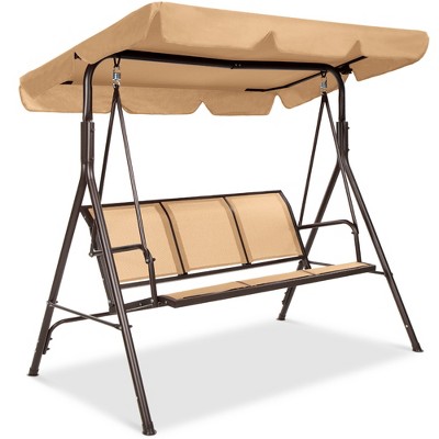 Best Choice Products 2-Seater Outdoor Adjustable Canopy Swing Glider Patio Bench w/ Textilene, Steel Frame