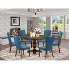HomeStock 7-Piece Distressed Jacobean Finish Solid Wood Top Dining Table with 6 Parson Chairs - 2 of 4