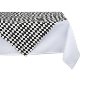 Design Imports  Printed Tablecloth, Black And Cream, 40X40" - 1 of 4