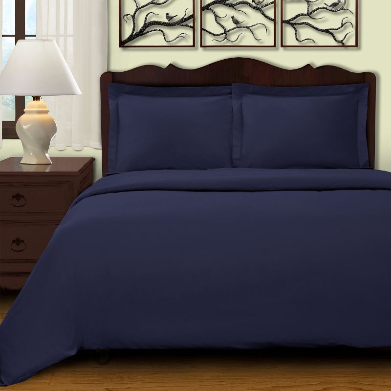 100% Premium Cotton 400 Thread Count Solid Luxury Duvet Cover Set by Blue Nile Mills, 2 of 5