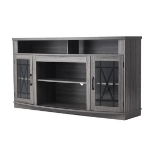 VEVOR TV Stand for TVs up to 65 inch, Farmhouse Entertainment Center with Light Strip, Wooden TV Cabinet Storage with Glass Doors, Gray - 1 of 4