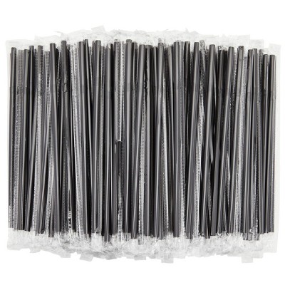 Stockroom Plus 500 Pieces Individually Wrapped Flexible Drinking Straws (7.75 In, Black)