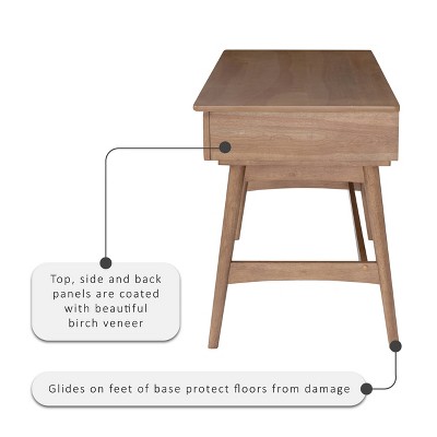 Ryker Natural Rattan and Wood Desk with Drawers