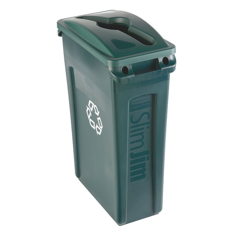 Rubbermaid Commercial Slim Jim Recycling Container w/Venting Channels Plastic 23gal Green 354007GN, 4 of 6