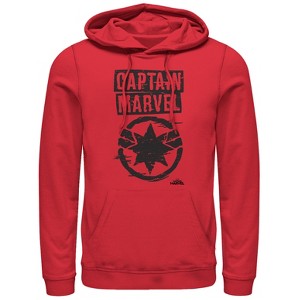 Men's Marvel Captain Marvel Grayscale Star Symbol Pull Over Hoodie - 1 of 3