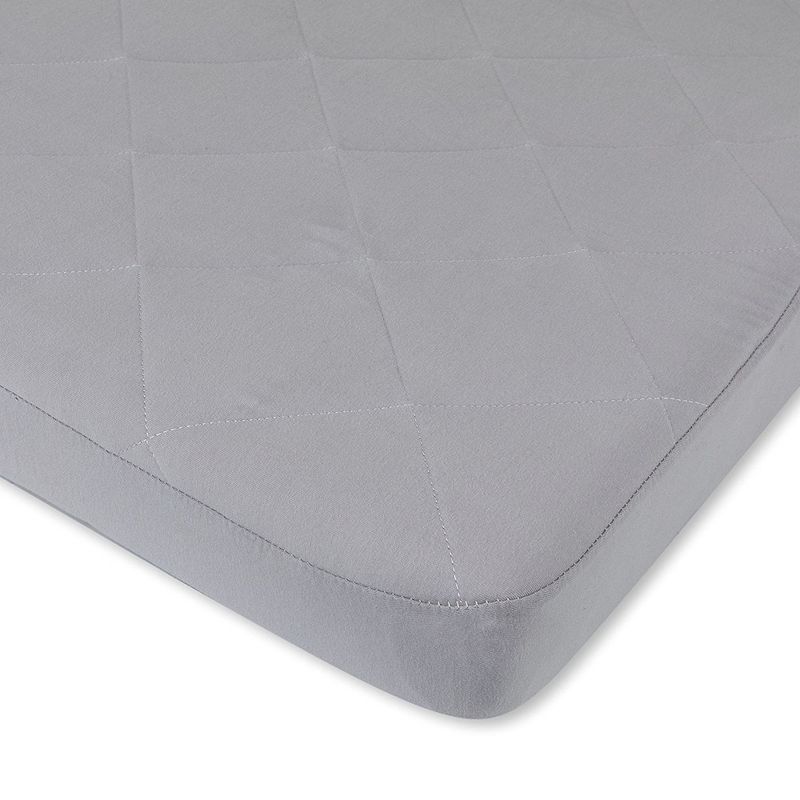 Ely's & Co. Baby Fitted Quilted Sheet with Heat Protection 100% Combed Jersey Cotton Grey 1 Pack, 1 of 7
