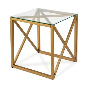 22' Metal Geometric Side Table in Gold - Henn&Hart  - 1 of 4