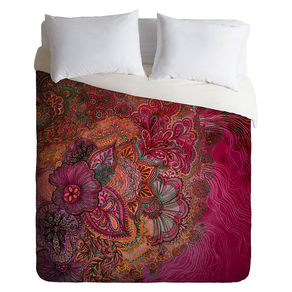 Photos - Bed Linen Stephanie Corfee Flourish Berry Lightweight Duvet Cover Queen Pink - Deny