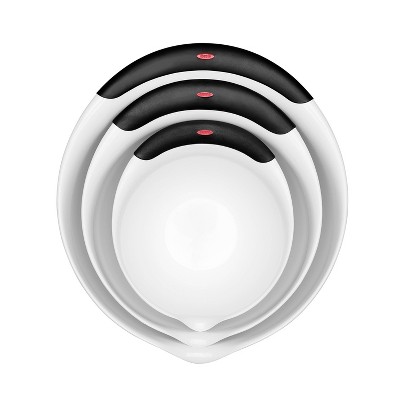 OXO 3-Piece White and Black Plastic Mixing Bowl Set