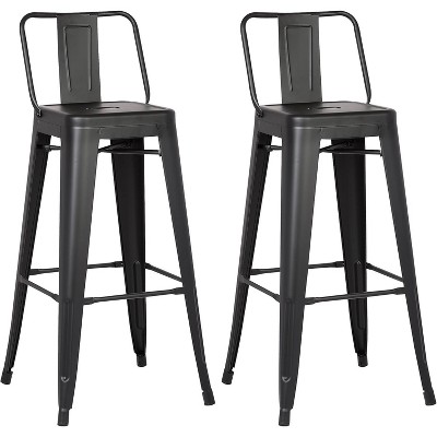 Lyngins Set of 2/4 Industrial Metal Bar Stools,Counter Chairs with Bucket Back,Stools for Kitchen Counter,Living Room