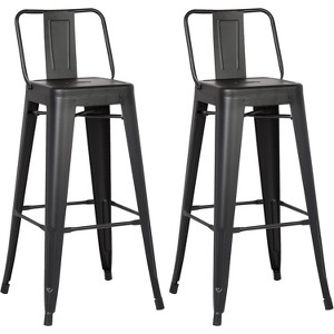 Lyngins Set of 2/4 Industrial Metal Bar Stools,Counter Chairs with Bucket Back,Stools for Kitchen Counter,Living Room - 1 of 4