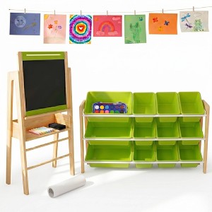 Humble Crew Double Sided Art Easel with 12 Bin Storage Organizer ...