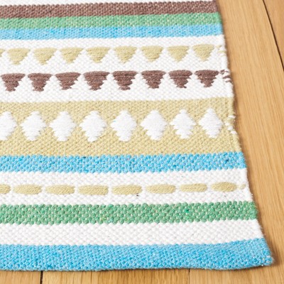Handwoven Coastal Charm Light Blue Cotton Area Rug - 3' x 5'