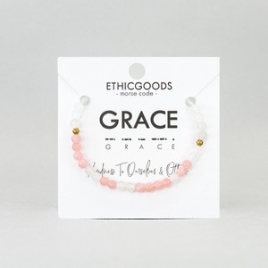 ETHIC GOODS Women's 4mm Morse Code Bracelet [GRACE] - Cloudy Glass & Rose Quartz - 1 of 4