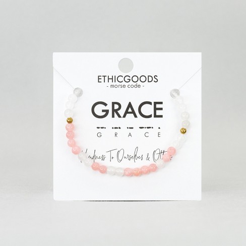 ETHIC GOODS Women's 4mm Morse Code Bracelet [GRACE] - Cloudy Glass & Rose Quartz - image 1 of 4