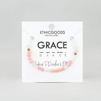 ETHIC GOODS Women's 4mm Morse Code Bracelet [GRACE] - Cloudy Glass & Rose Quartz