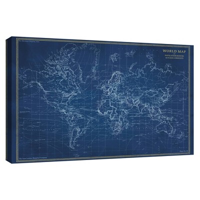 24" x 36" Navigator World Map by the Vintage Collection Unframed Wall Canvas - Masterpiece Art Gallery