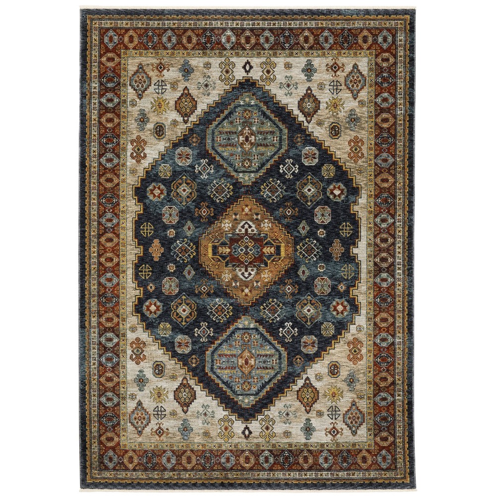 Photos - Area Rug 5'3"x7'6" Arya Traditional Medallion Indoor  Blue - Captiv8e Desig