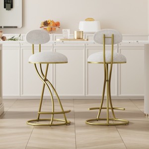 Upholstered Folral Print Bar Stools Set of 2 Modern Armless Counter Height Barstools with Footrest for Kitchen Island,Home Bar-Tanpinhause - 1 of 4