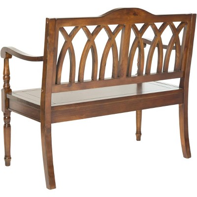 Benjamin Dark Teak Pine Wood Gothic Bench