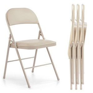 IULULU Folding Chair, Leather-padded, Sturdy Metal, Easy Storage - 1 of 4