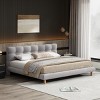 Platform Bed with Cookie-Shaped Headboard, Wood Frame Bed with Soft Chenille Fabric and Rubberwood Legs, Bed with Sponge Filling-Baofuwish - 2 of 4