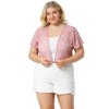 Agnes Orinda Women's Plus Size Short Sleeve Open Front Crochet Lace Allover Cropped Cardigan - 3 of 4