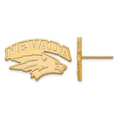 Black Bow Jewelry 10k Yellow Gold Nevada Wolf Pack NCAA Post Earrings