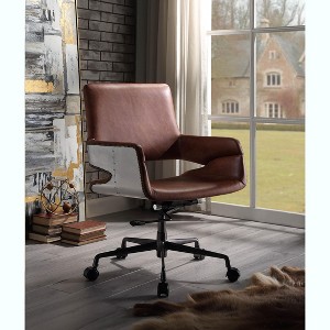TiramisuBest Vintage Genuine Leather Swivel Office Chair: 360¡ã Rotation, Adjustable Height, Padded - 1 of 4