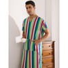 Lars Amadeus Men's V Neck Short Sleeves Color Block Striped Nightshirt - 2 of 4