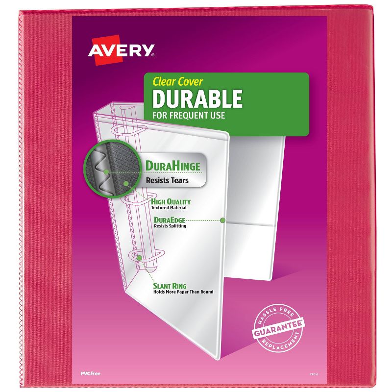Avery 2&#34; Slant Rings 500 Sheet Capacity Durable View Binder - Pink, 1 of 6