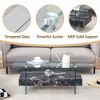 Glass Coffee Table Modern 2-Tier Center Table Cocktail Table Sofa Table Storage Side Table with Drawer, Walnut/White/Black/Natural-ModernLuxe - 4 of 4
