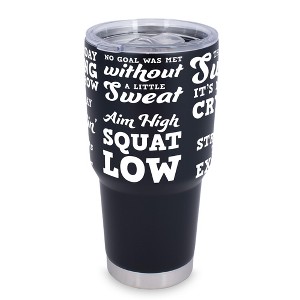 100 North 30 Ounce Stainless Steel On the Go Travel Tumbler With Push Top Lid, Aim High Squat Low Black - 1 of 4