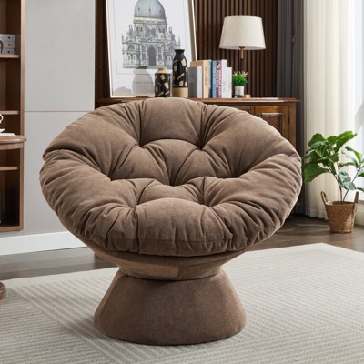 FONTOI Oversized Swivel Accent Chair, Swivel Barrel Chair, Upholstered Wingback Chair for Bedroom Living Room, Brown, 33"*31.5"*37"