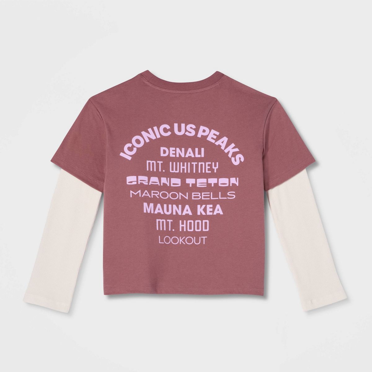 Girls' Twofer Long Sleeve Relaxed Fit 'Summit' Graphic T-Shirt - Cat & Jack™ Brown - thumbnail 3
